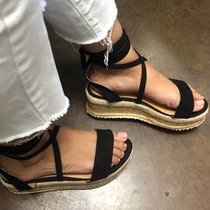 Black lace up platform sandals